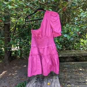 Hot Pink One Shoulder Short Dress